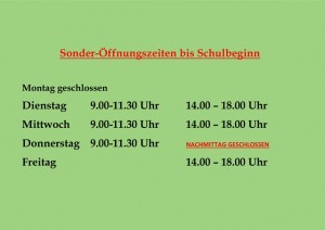 Sonderöffnungszeiten
